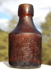 MINI biberón antiguo SOLUCIÓN VULCANIZADORA bebé BLOB TOP CERVEZA AKRON OHIO - Imagen 1 de 3