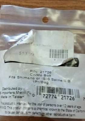 Sunlite Splined BB Bolt Part Axle 21726 - Image 1 of 2