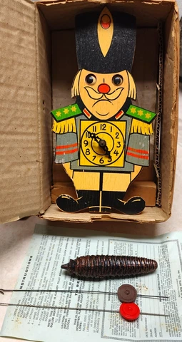 Vintage Toy Soldier Cuckoo Clock  11" x 5 1/2" NOS In Original Box W. Germany Cover