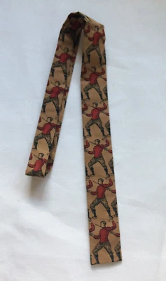 vintage ROOSTER 60s square end necktie hand printed POP ART FENCER - Image 1 of 4