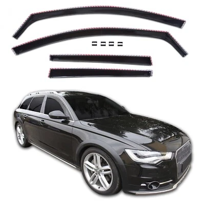 Wind Deflectors GP Rain Deflectors For Audi A6 C7 Avant 2011-2018 4pc Set Black - Image 1 of 4