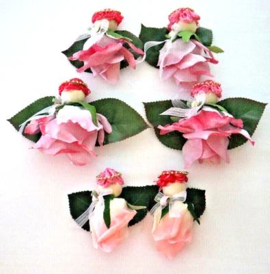 Hair Clip Alligator Brooch Ornament Pink Rose Angel Handmade  L 4"  M 2"  S 1.5" - Image 1 of 4