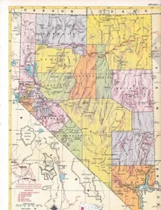 1953 Vintage Nevada State Map / 9x12 Great For Framing / 70+ Jahre alt - Bild 1 von 1