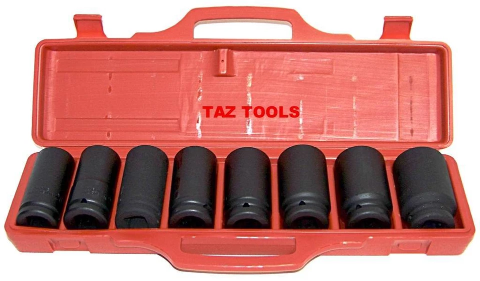 9 pc 3/4" Drive Deep Air Impact Socket Set Metric Axle Nut sockets 6 Points Tool - Image 1 of 2