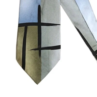 Corbata de seda Jerry Garcia para hombre 62” gris arte abstracto edición limitada #38 ancha nueva Foto 1 de 4