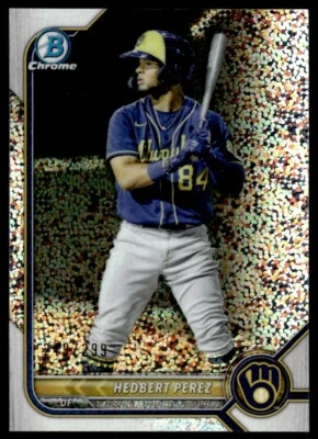 2021 BOWMAN CHROME  TOPPS CHROME REFRACTOR /299 Hedbert Perez Milwaukee Brewers - Image 1 of 2