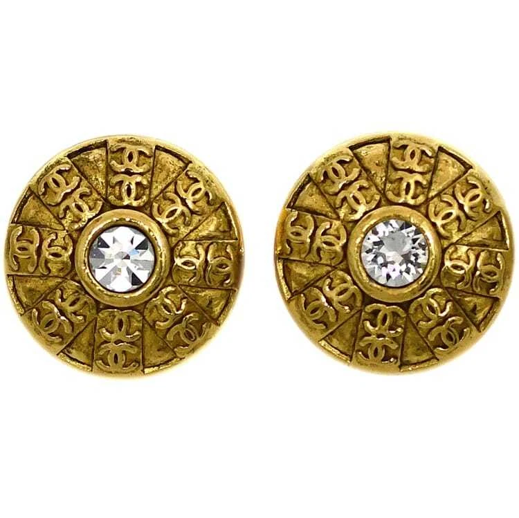 CHANEL earrings f-22317 gold here mark good condition GP stone used 23 CHANEL - Image 1 of 4
