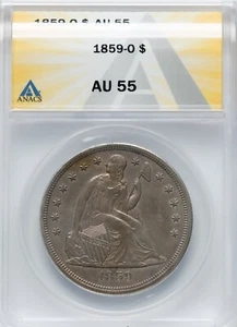 1859-O $1 Seated Liberty Silver Dollar - ANACS AU55 - STUNNING BEAUTY-LOOKS UNC! - Picture 1 of 2