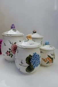 Princess House Vintage Garden FULL SET OF 4 Floral Canister Set - Picture 1 of 10