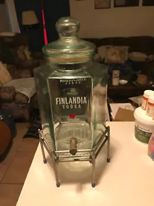 FINLANDIA VODKA 17" Tall Glass Drink Dispenser Infuser 2.5 Gallons w/ Stand - Picture 1 of 8
