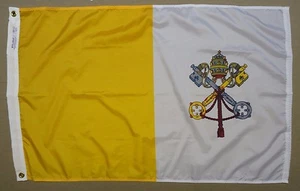 Päpstlicher Vatikan katholisch drinnen draußen gefärbte Nylon Flagge Ösen Made in USA 2'X3' - Bild 1 von 1