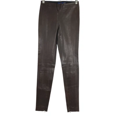 Polo Ralph Lauren Leggings Pants XS Lamb Leather Stretch Brown Leg Zip PT-1751 - Image 1 of 4