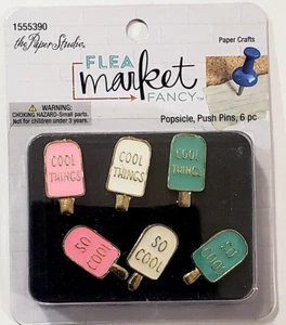 The Paper Studio FLEA MARKET FANCY Decorative Push Pins - POPSICLE - 6 pcs - Picture 1 of 1
