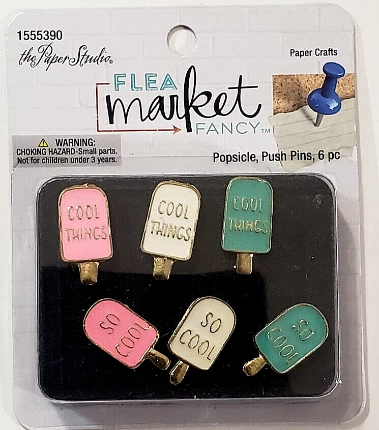 The Paper Studio FLEA MARKET FANCY Decorative Push Pins - POPSICLE - 6 pcs - Image 1 of 1