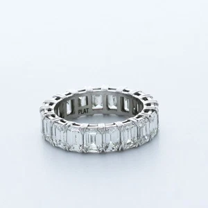 6.7 CT AGI Lab-Created Diamonds D/VS2 Emerald Cut Platinum Classic Eternity Ring - Picture 1 of 4