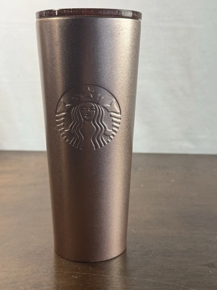 Vaso de viaje Starbucks marrón mate de acero inoxidable con logotipo de 24 oz con tapa Foto 1 de 1