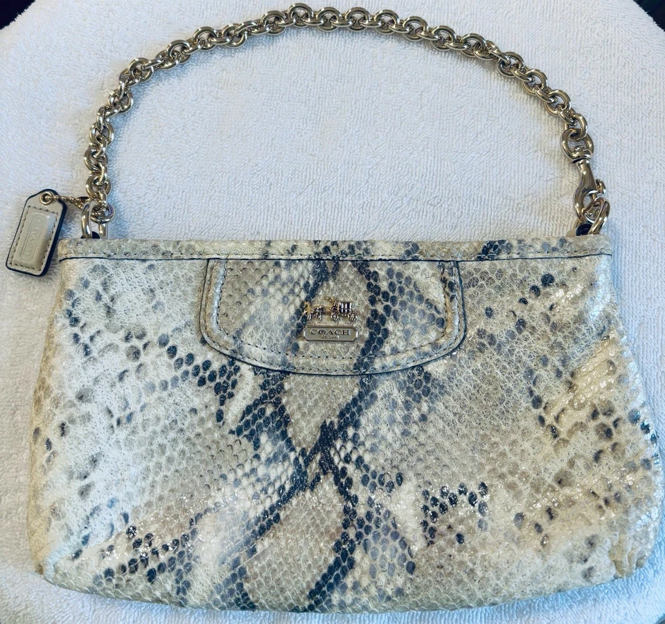 COACH Embossed Python RARE Exotic Snakeprint Chain Zip Bag - Image 1 of 4