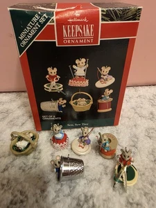 Hallmark Andenken 1992 Nähen, Nähen kleine Miniatur Ornament 6er Set - Bild 1 von 23