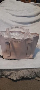 Michael Kors Faux Leather Tote Clear Logo Straps Blush Pink Nude VGC + Dust bag - Picture 1 of 24