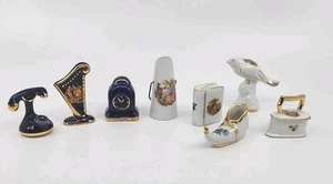 Lot of 8  Limoges France Miniature Porcelain Dollhouse Collectibles Cobalt Etc - Picture 1 of 11