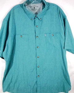 GH BASS-Mens Short Sleeve Button-Down Performance Shirt-2XL XXL-Teal-Hiking - Picture 1 of 8