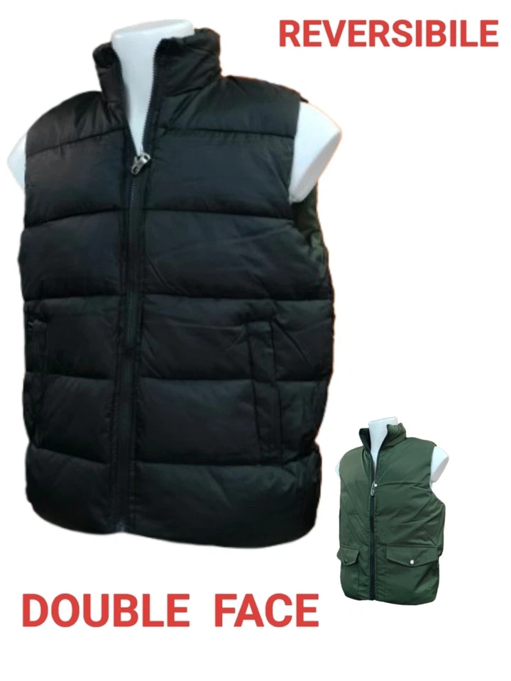 Gilet uomo DOUBLE FACE  piumino smanicato imbottito giubbino invernale giubbino - Immagine 1 di 4