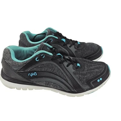 Zapatilla deportiva para correr Ryka Aries para mujer 9,5 M cuero gris y verde azulado espuma viscoelástica Foto 1 de 4