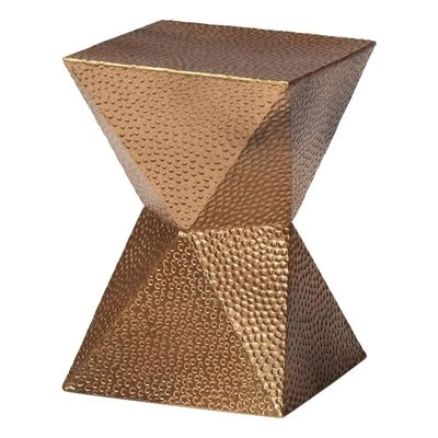 Baxton Studio Pacey Textured Metal Accent Table Geometric Gold Side Table - Image 1 of 4