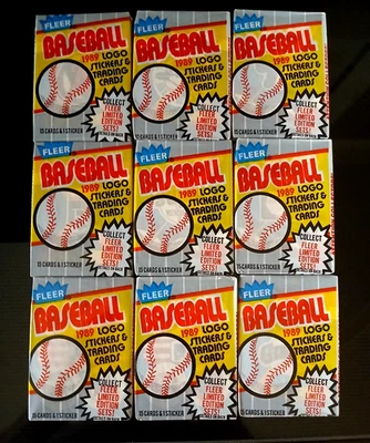 Fleer Baseball 1989 (9) paquetes de cera estuche temprano caja Griffey Jr/Johnson/Ripken FF Foto 1 de 2