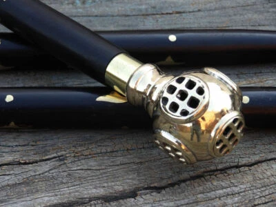 Bastón para caminar de buzo de la Marina de los Estados Unidos de latón macizo mango bastón regalo Foto 1 de 4