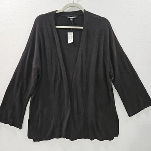 Roz & Ali Womens Size 1X Black Open Knit Sweater Cardigan 3/4 Sleeve Sweater - Picture 1 of 8