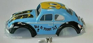 Both Auto World Yellow and Blue 66 Volkswagen Beetle Thunderjet HO Slot Car Body - Picture 1 of 10