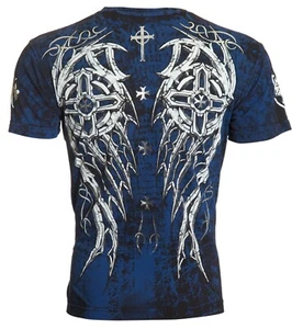 Archaic by Affliction Men's T-Shirt Spike Wings Cross Biker Black S-5XL - Picture 1 of 10