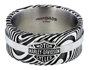 Harley-Davidson Men's Driftwood B&S Logo Ring Band, Stainless Steel HSR0078 - Picture 1 of 3