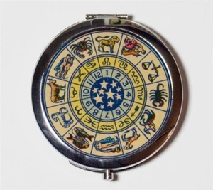 Zodiac Astrology Compact Mirror Make Up Pocket Mirror Cosmetic - Picture 1 of 2