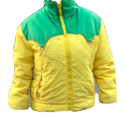 vtg Swing West ski jacket 70s 80s yellow green color block sz Medium fast ship - Image 1 of 4