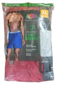 Fruit of the Loom Herren Relaxed Fit feuchtigkeitsableitende Strick Boxershorts 3er Pack XL - Bild 1 von 4