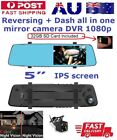 Dash Camera+Reverse Park Mirror Display Dvr Hd 1080P 12~24 Volt 32Gb Sd Included