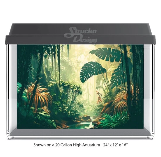 Bosque Plantas Tropicales Poliéster Pecera Telón de Fondo de Vidrio Fondo de Acuario Foto 1 de 1