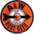 A&W ICE COLD ROOT BEER ROUND METAL SIGN