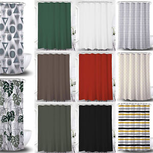 NEU Design Duschvorhang Textil Alle Farben Vorhang 120/180/240 x 200cm mit Ringe
