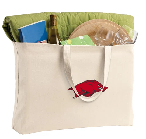 University of ARKANSAS Tote Bag LARGE Grocery or Beach Bags STRONG CANVAS! Cover