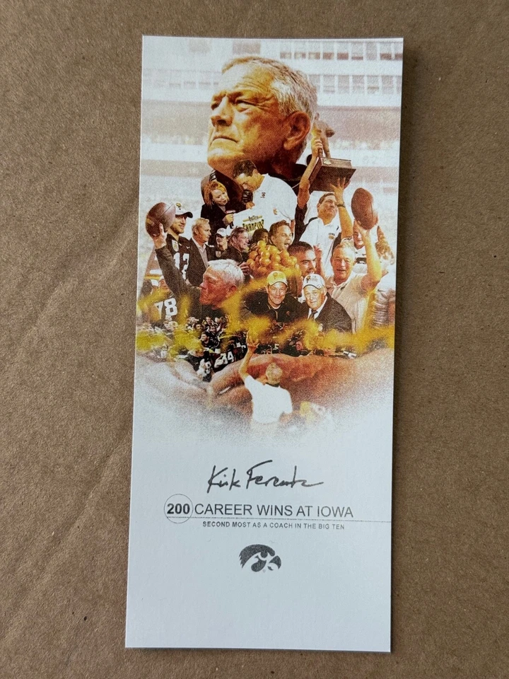 2025 Iowa Hawkeyes 200 Career Wins Kirk Ferentz Commemorative Chrome Ticket - Image 1 of 1