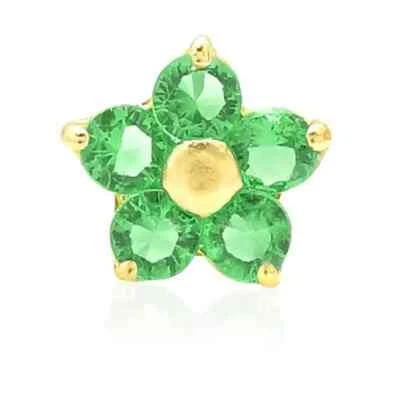 Anillo perforador de hueso de nariz flor oro amarillo de 14k joyería corporal bola de tornillo Foto 1 de 4