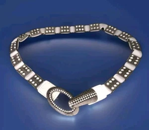VTG. 90's size 30"w to 36"w White/Gun Metal Gray  Rhinestones Stretch  - Picture 1 of 8