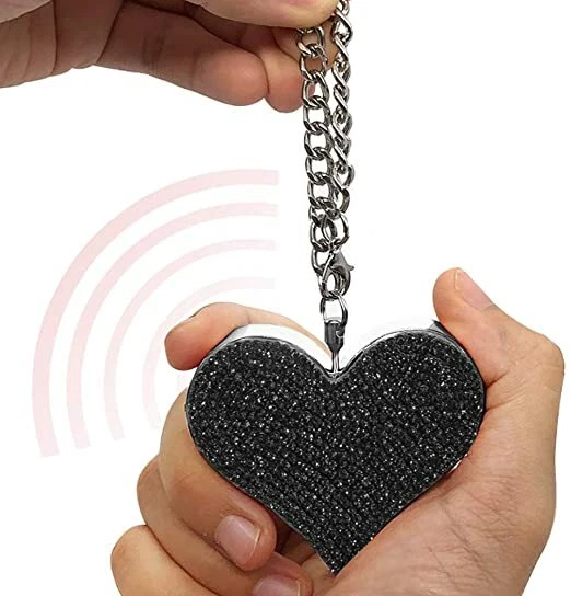 Women's Smart Black Heartbeat Keychain with 130dB Siren Alarm Guard Dog Security - Image 1 of 4