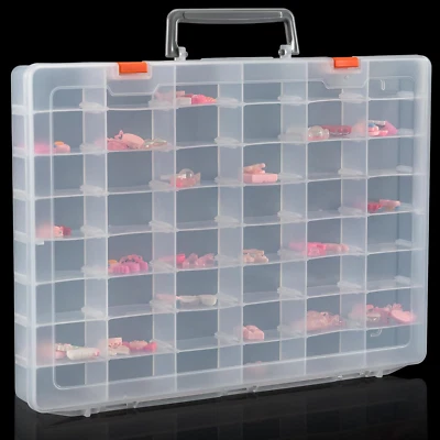 Large 48 Grids Clear Plastic Organizer Box with Dividers, Adjustable Compartment - Image 1 of 4