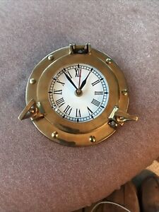 Antique Clock Marine Brass Ship Porthole Clock Nautical Wall Clock Battery