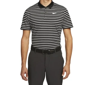 Nike Men's Dri-Fit Victory Golf Striped Polo Shirt in Black/White, DH0829-010 - Picture 1 of 5