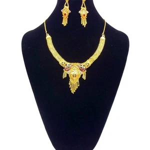 Indische Halskette vergoldet Bollywood Braut Hochzeit Ethno Schmuck Set | 1520C - Bild 1 von 1